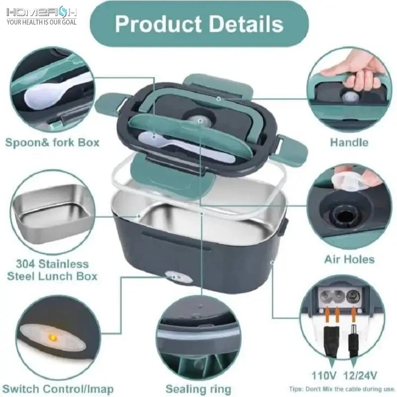 Portable Electric Lunch Box – Heat Your Meals Anywhere | Car, Office & Home