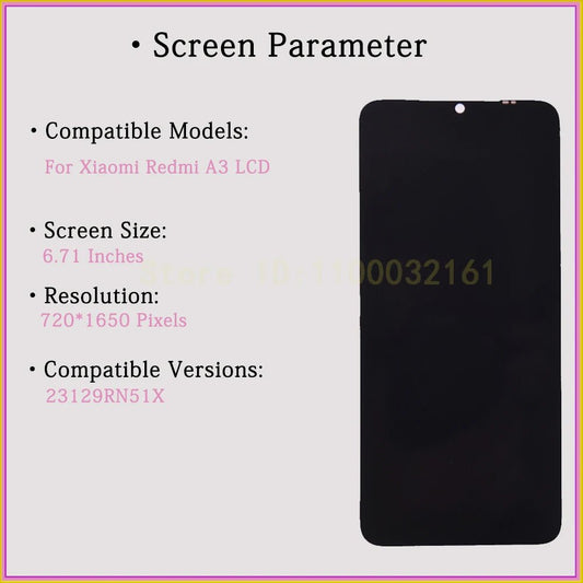 Écran de remplacement premium pour Xiaomi Redmi A3 6.71" – Avec cadre / Sans cadre - YIVILUZÉcran de remplacement premium pour Xiaomi Redmi A3 6.71" – Avec cadre / Sans cadreÉcran de remplacement smartphoneYIVILUZYIVILUZ14:193With Frame;200007763:201336100With FrameInternationaleÉcran de remplacement premium pour Xiaomi Redmi A3 6.71" – Avec cadre / Sans cadre